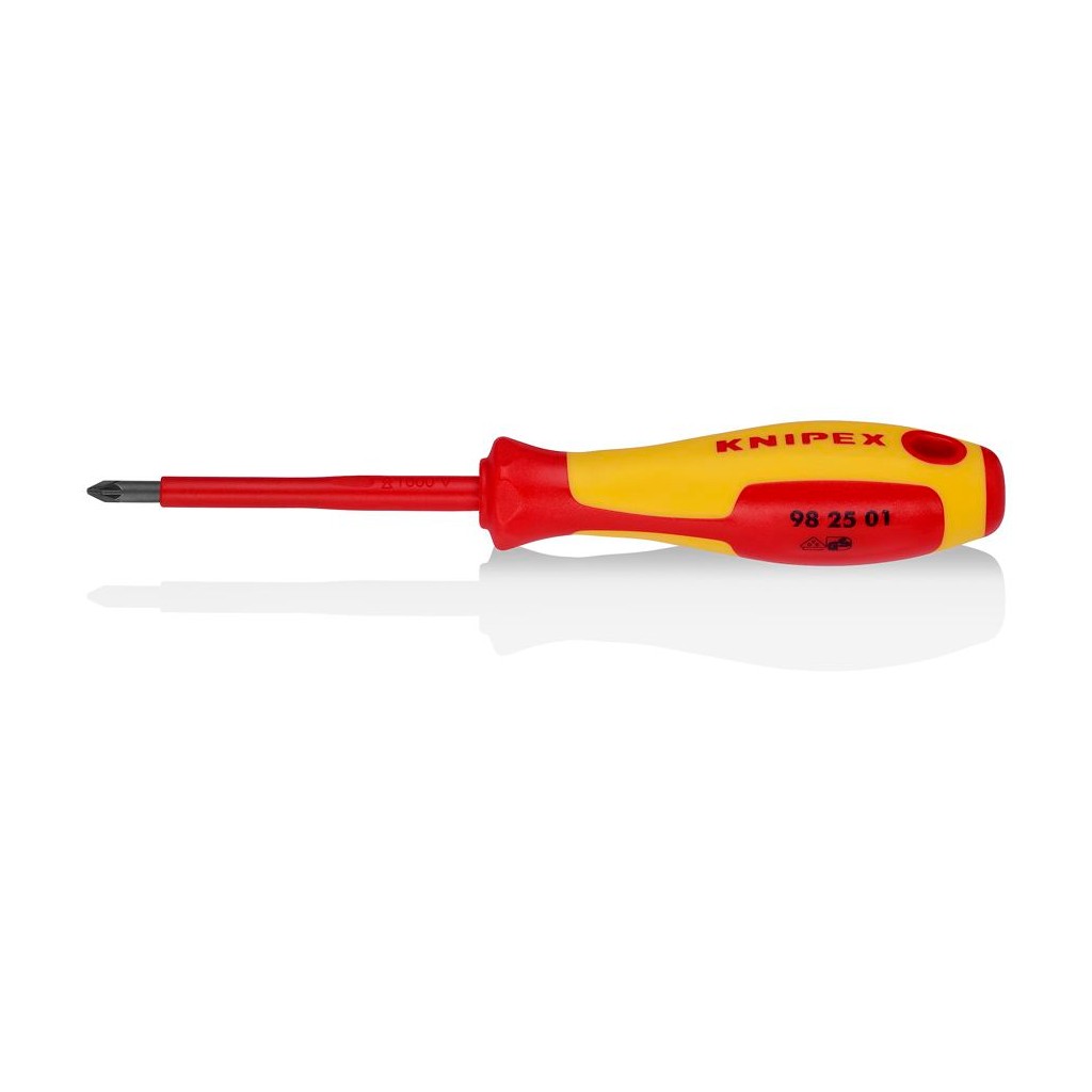 Отвёртка VDE KNIPEX Pozidriv PZ1 x 80 мм, длина 187 мм, диэлектрическая