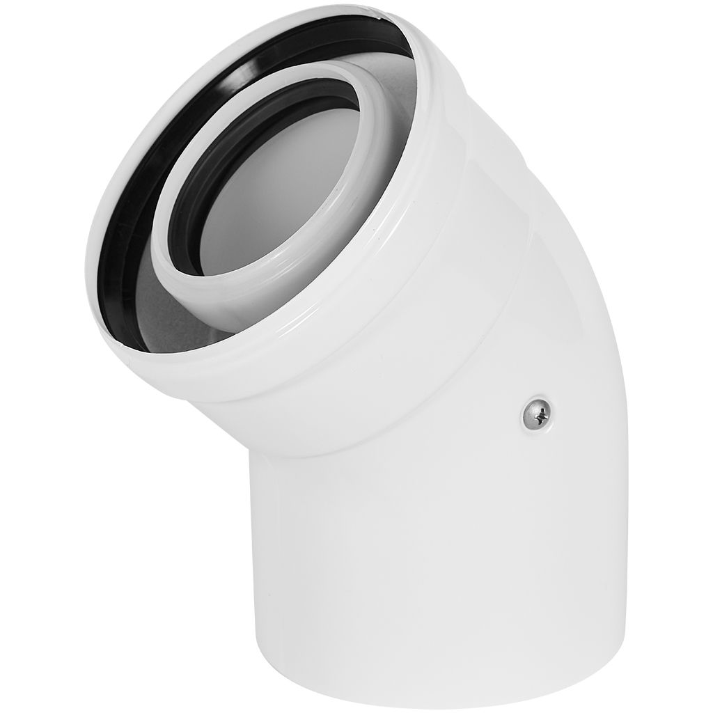 Отвод 45° конденсационный коаксиальный ROMMER D60(п-м)/100(п-м)