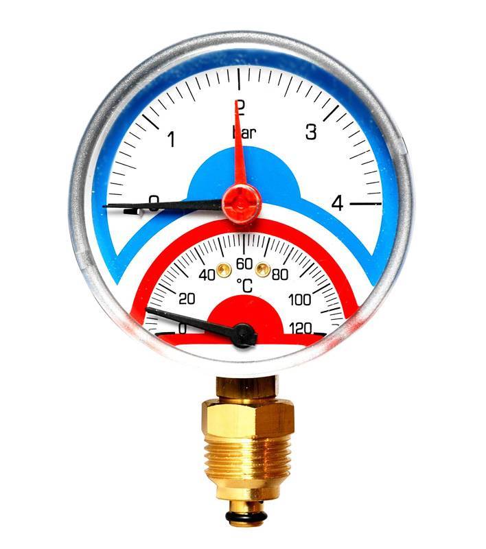 Термоманометр радиальный WATTS 1/2 FR 828(TMRA) 2.5 бар