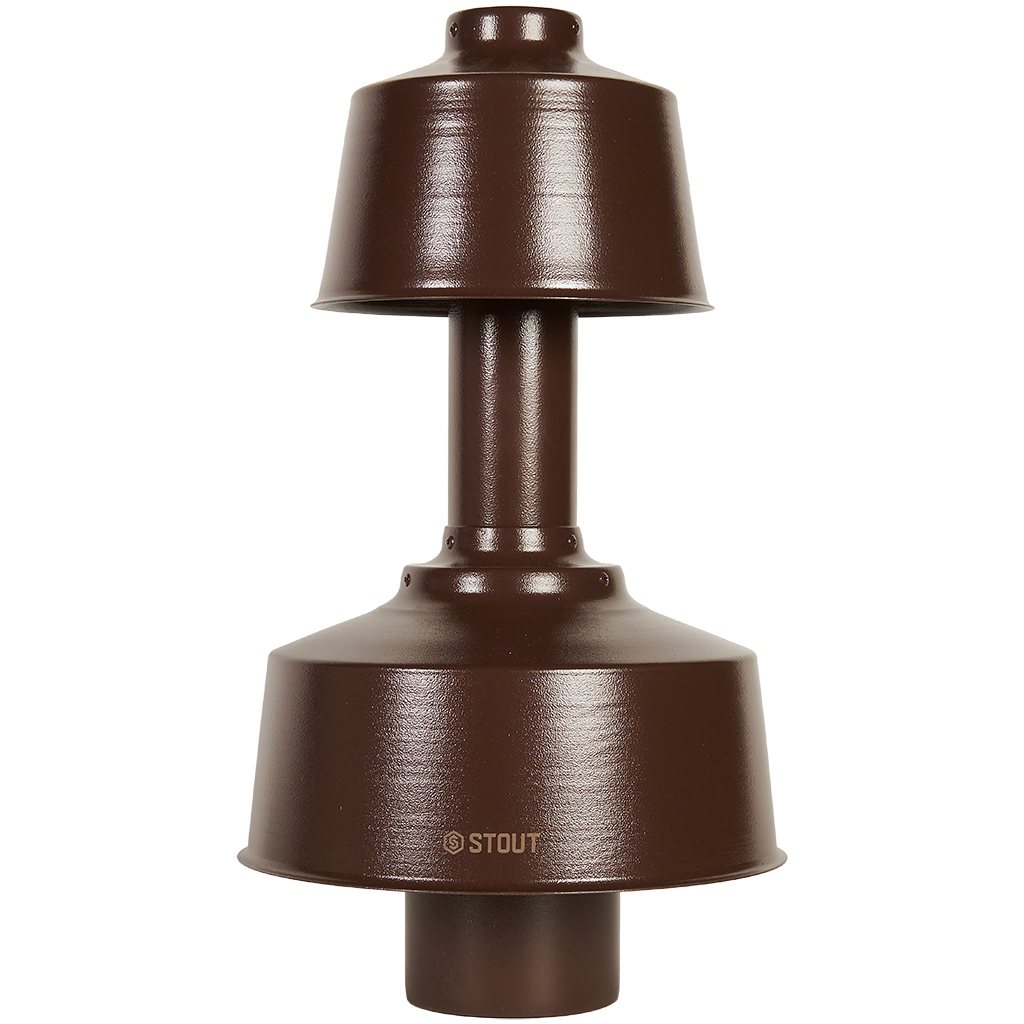 Оголовок вертикальный STOUT с ветрозащитой конденсац. коакс. D60(п)/100(п) КОРИЧНЕВЫЙ широкий