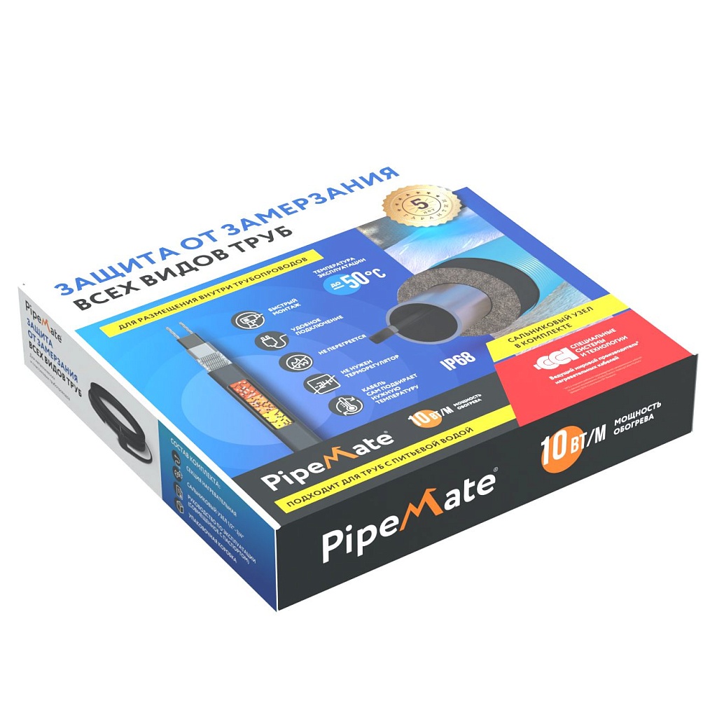 Секция нагревательная кабельная PipeMate 10Вт/м 20м ССТ