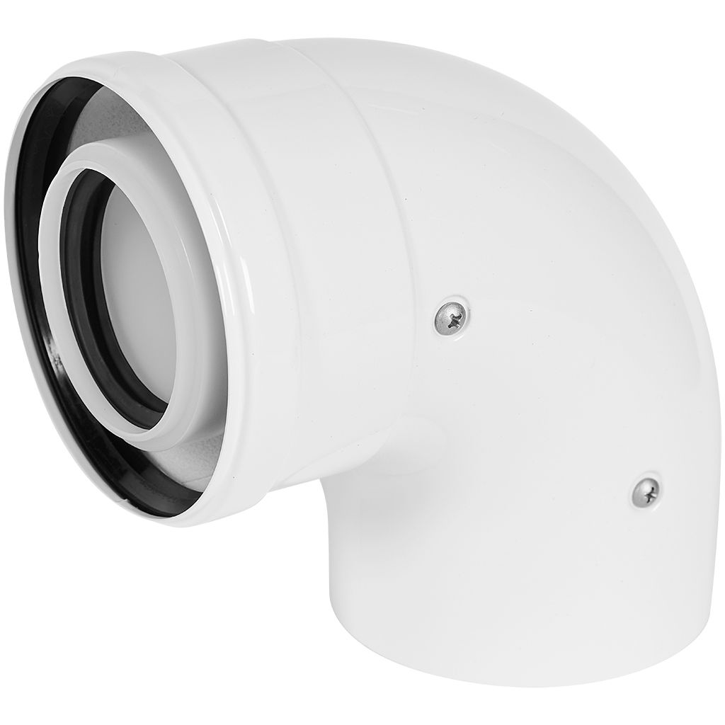 Отвод 90° конденсационный коаксиальный ROMMER D60(п-м)/100(п-м)