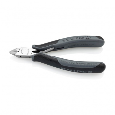 Бокорезы KNIPEX для электроники ESD с лезвиями из твёрдосплава, острая головка, 120 мм, 2-комп антистатические ручки