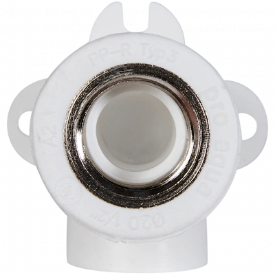 Угольник Pro Aqua d=20-1/2 PP-R с креплением комбинированный ВР Белый