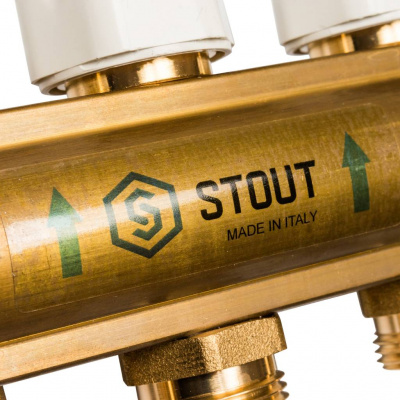 Распределительный коллектор из латуни без расходомеров STOUT 11 выходов