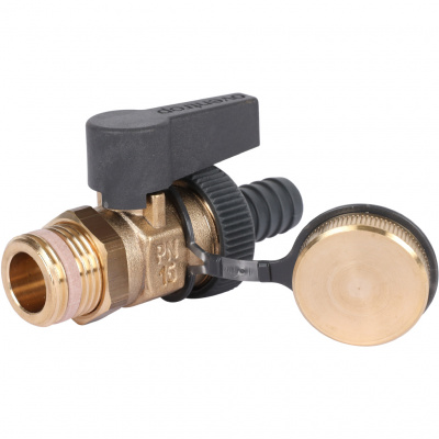Шаровой кран OVENTROP Optiflex латунь Ду15,1/2 НР, со штуцером для шланга и колпачком