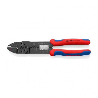 Пресс-клещи KNIPEX, 3 гнезда, изол. кабельные наконечники и соединители 0.5-6.0 мм2, неизол. открытые штекеры 6.3 мм: 0.5-2.5 мм2, 240 мм, SB