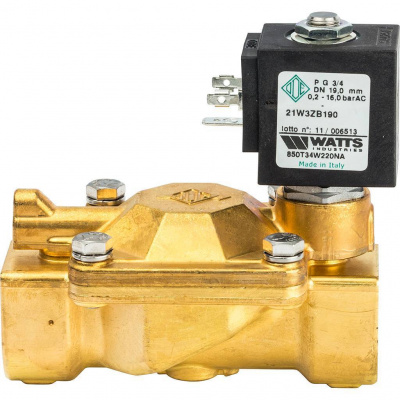 Соленоидный клапан Watts 850Т (850T34W220NA) для систем водоснабжения 3/4 230V Н.О.