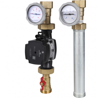 Насосная группа Meibes V-UK 1 1/4 c насосом Grundfos UPM3 Hybrid 32-70,без смесителя, подающая линия слева