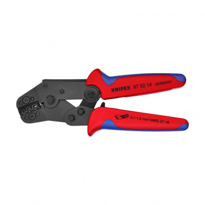 Пресс-клещи KNIPEX, 4 гнезда, штекеры открытые неизолированные 2.8/4.8 мм, 0.10-1.5 мм2, длина 195 мм