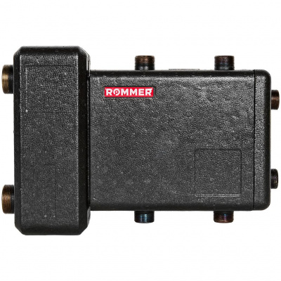 Коллектор (дублер компакт) ROMMER RDG-1018 с гидроразделителем на 1+1+1 контура, в теплоизоляции