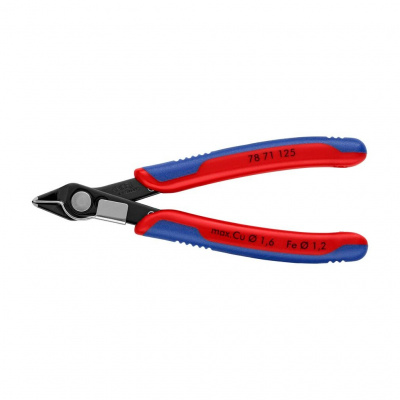 Бокорезы KNIPEX Electronic Super Knips прецизионные, чернёные, зажим для проволоки, 125 мм, 2-комп ручки