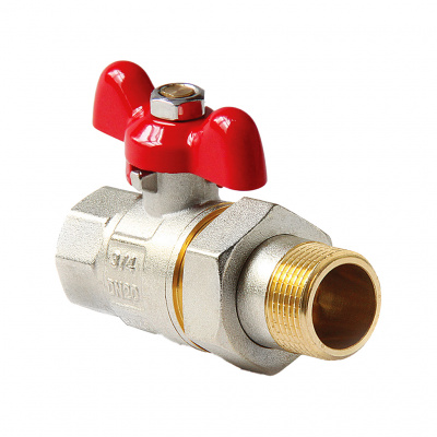 Кран шаровой полнопроходной Pro Aqua D 1/2 со сгоном, ручка-бабочка, Н-В