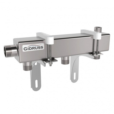Распределительный коллектор GIDRUSS DMSS-25-20x3 (нерж., магистральное подкл. G 1, 3 контура G, воздухоотвод. Rp )