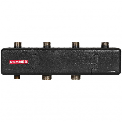 Стальной распределительный коллектор ROMMER RDG-1016 2 отопительных контура 1х1 1/4, в теплоизоляции