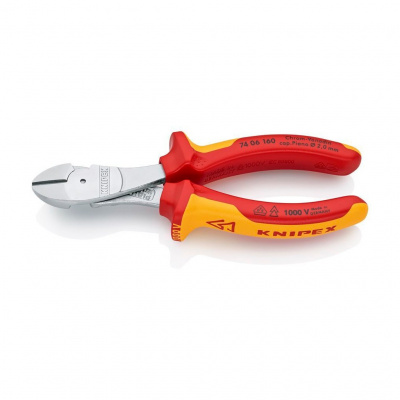 Бокорезы KNIPEX особо мощные VDE, 160 мм, хром, 2-комп диэлектрические ручки