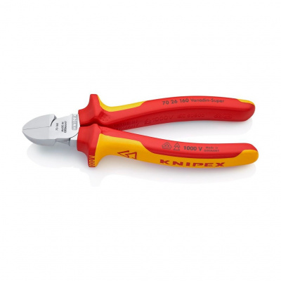 Бокорезы KNIPEX VDE, маленькая фаска, 160 мм, хром, 2-комп диэлектрические ручки