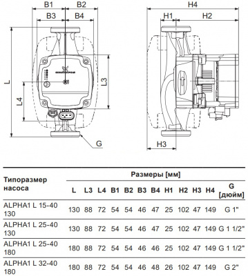Насос Grundfos ALPHA1 L 25-60 180 1x230V 50Hz 6H RU