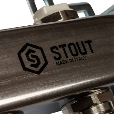Коллектор из нержавеющей стали для радиаторной разводки STOUT 9 выходов