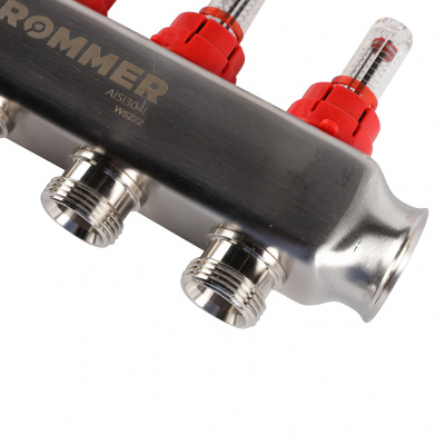 Коллектор из нержавеющей стали с расходомерами ROMMER 4 выхода