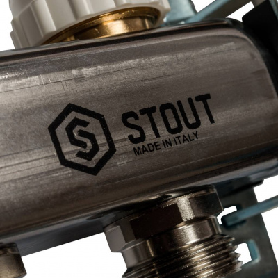 Коллектор из нержавеющей стали STOUT в сборе с расходомерами 3 вых.