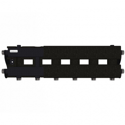 Модульный коллектор GIDRUSS MK-60-4D.EPP (до 60 кВт, магистраль G 1, 3+1 контура G 1, EPP-термоизоляция, 4D-кронштейны K.UMS, цвет черный муар с серебром, подключение для температурного датчика)