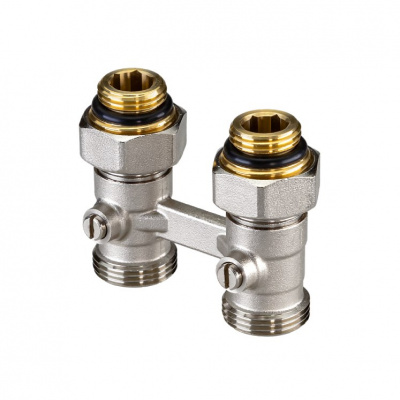 Клапан запорный Ридан LV-KB прямой, нижнее подключение 1/2x3/4, PN10, Tmax 120 C