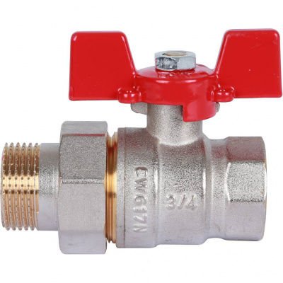 Кран шаровой ROMMER с американкой 3/4 ВН/НР, ручка бабочка
