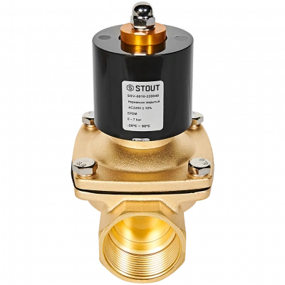 Клапан соленоидный (электромагнитный) STOUT прямого действия НЗ 220В G1 1/2