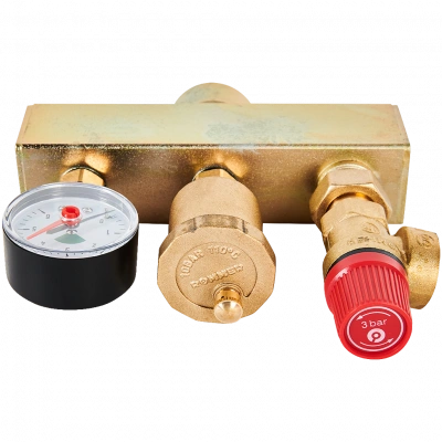 Группа безопасности котла ROMMER 3 бар, 1 (до 50 кВт) (без теплоизоляции)