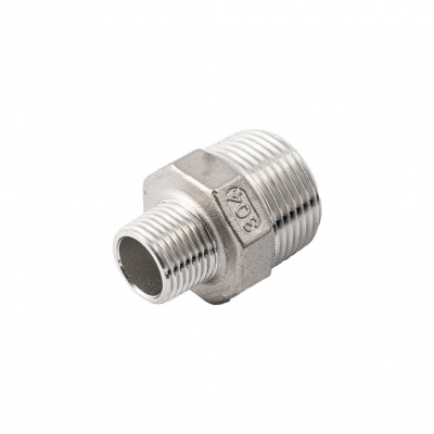 Ниппель NewKey резьбовой переходной нержавеющий, AISI304 DN25хDN15 (1х1/2), (CF8), PN16