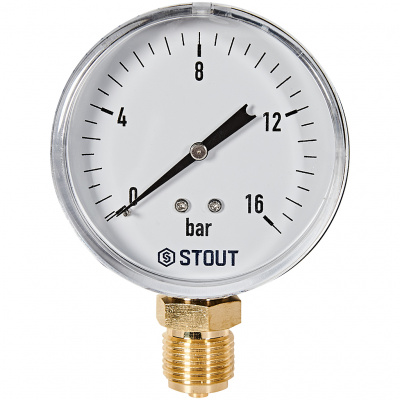 Манометр радиальный STOUT корпус Dn 80 мм 1/2 , 0...16 бар, кл.2.5