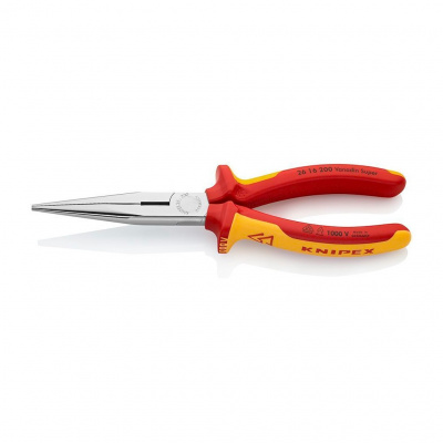 Длинногубцы KNIPEX с режущими кромками VDE, 200 мм, хром, 2-комп диэлектрические ручки