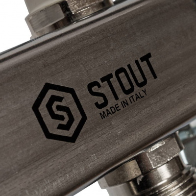Коллектор из нержавеющей стали для радиаторной разводки STOUT 6 выходов