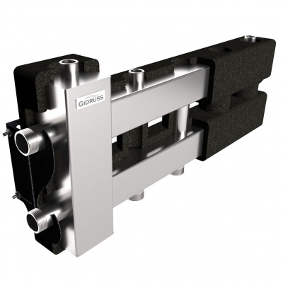Балансировочный коллектор GIDRUSS BMSS-60-3D.EPP (до 60 кВт, вх. G 1, 2+1 контура G 1, 4D-кронштейны K.UMS, EPP-термоизоляция)
