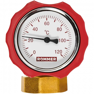 Клапан запорный латунный ROMMER ВР 1 с накидной гайкой для подключения насоса ВР 1 1/2 , красная ручка