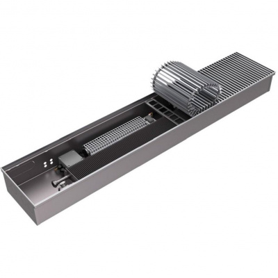 Внутрипольный конвектор ROMMER RCQF-1000 120х260х1700 (Решётка роликовая, анодированный алюминий) универсальное подключение