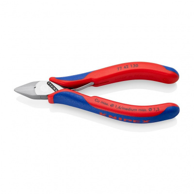 Бокорезы KNIPEX для электроники, острая головка, без фаски, 130 мм, 2-комп ручки