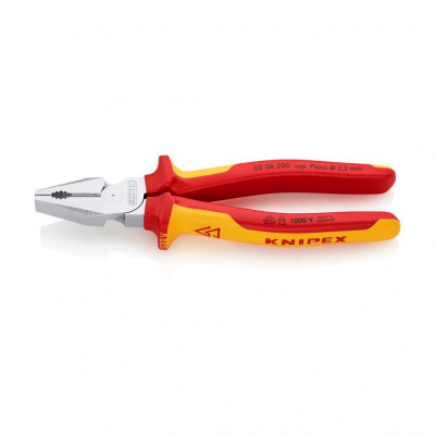 Плоскогубцы KNIPEX комбинированные особой мощности VDE, 200 мм, хром, 2-комп диэлектрические ручки
