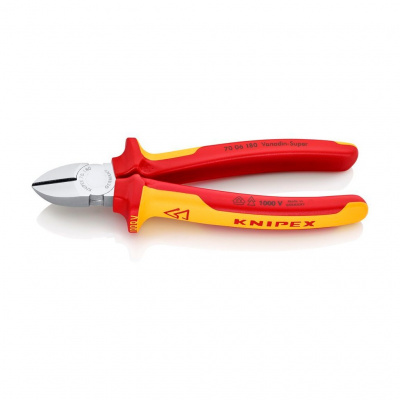 Бокорезы KNIPEX VDE, 180 мм, хром, 2-комп диэлектрические ручки