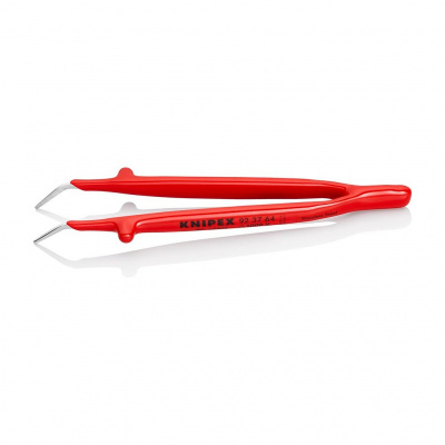 Пинцет VDE KNIPEX захватный прецизионный, зазубренные губки с тонкими кончиками 45°, хром, 150 мм