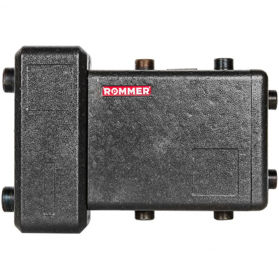 Коллектор (дублер компакт) ROMMER RDG-1060 с гидроразделителем на 1+1+1 контура до 60 кВт, в теплоизоляции