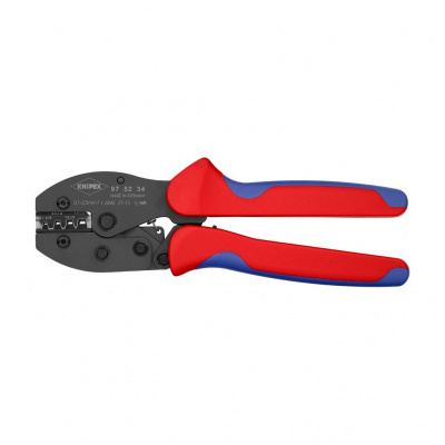Пресс-клещи KNIPEX PreciForce, 4 гнезда, штекеры открытые неизолированные 2.8/4.8 мм, 0.1-2.5 мм2, длина 220 мм