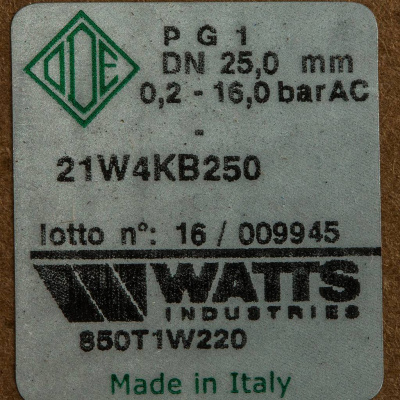 Соленоидный клапан Watts 850Т (850Т1W220) для систем водоснабжения 1 230V Н.З.