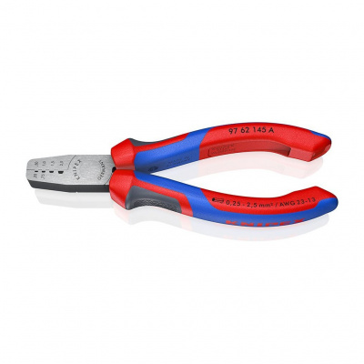 Пресс-клещи KNIPEX, 4 гнезда, контактные гильзы DIN 46228 1+4, 0.25-2.5 мм2, 145 мм, 2-комп ручки