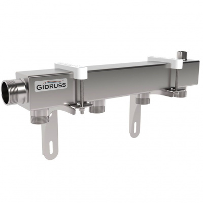 Распределительный коллектор GIDRUSS DMSS-32-25x4 (нерж., магистральное подкл. G 1, 4 контура G 1, воздухоотвод. Rp )