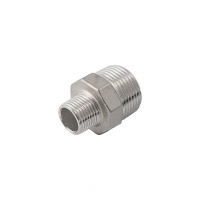 Ниппель NewKey резьбовой переходной нержавеющий, AISI304 DN8хDN6 (1/4х1/8), (CF8), PN16