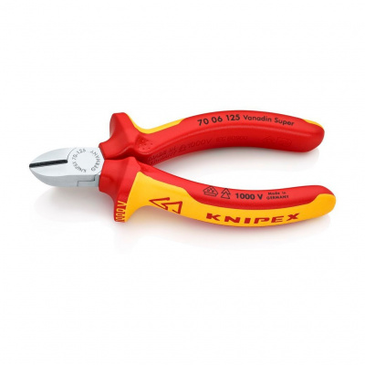 Бокорезы KNIPEX VDE, 125 мм, хром, 2-комп диэлектрические ручки