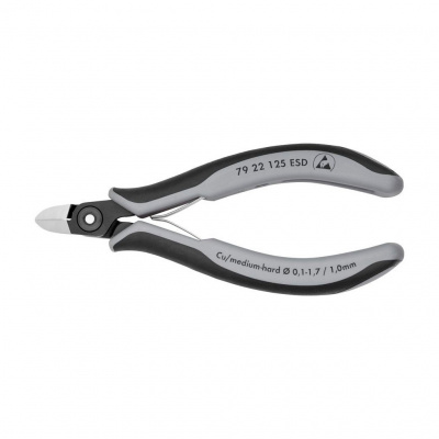 Бокорезы KNIPEX прецизионные ESD, округлая головка, 125 мм, 2-комп антистатические ручки