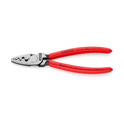 Пресс-клещи KNIPEX, 9 гнёзд, контактные гильзы DIN 46228 1+4, 0.25-16 мм2, 180 мм, обливные ручки